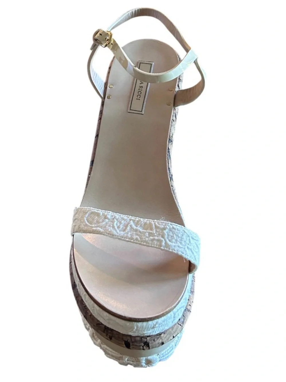 Nina Ricci NR18119 Ivory Floral Embroidered Platform Wedge Sandals Size 40 US 10